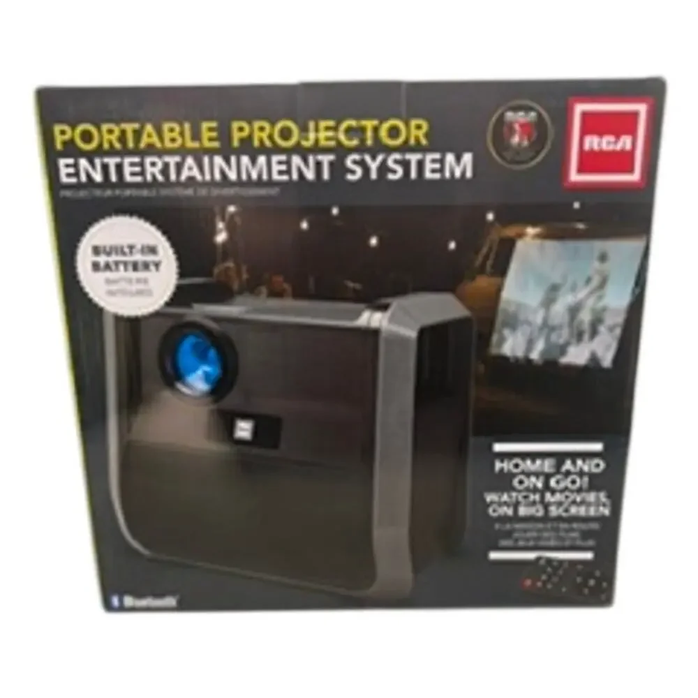 RCA Portable Projector Entertainment System Bluetooth Built-In Battery